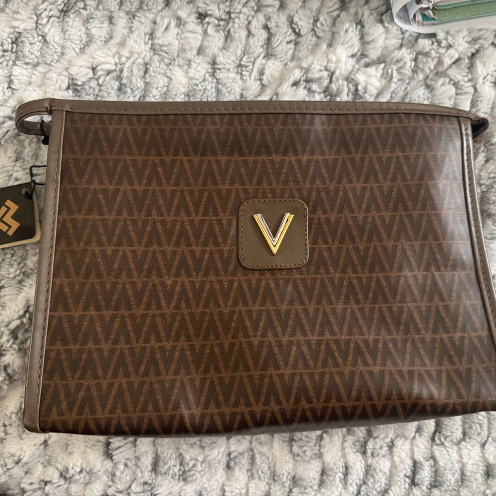 Mario Valentino Brown Clutch with Gold Accent